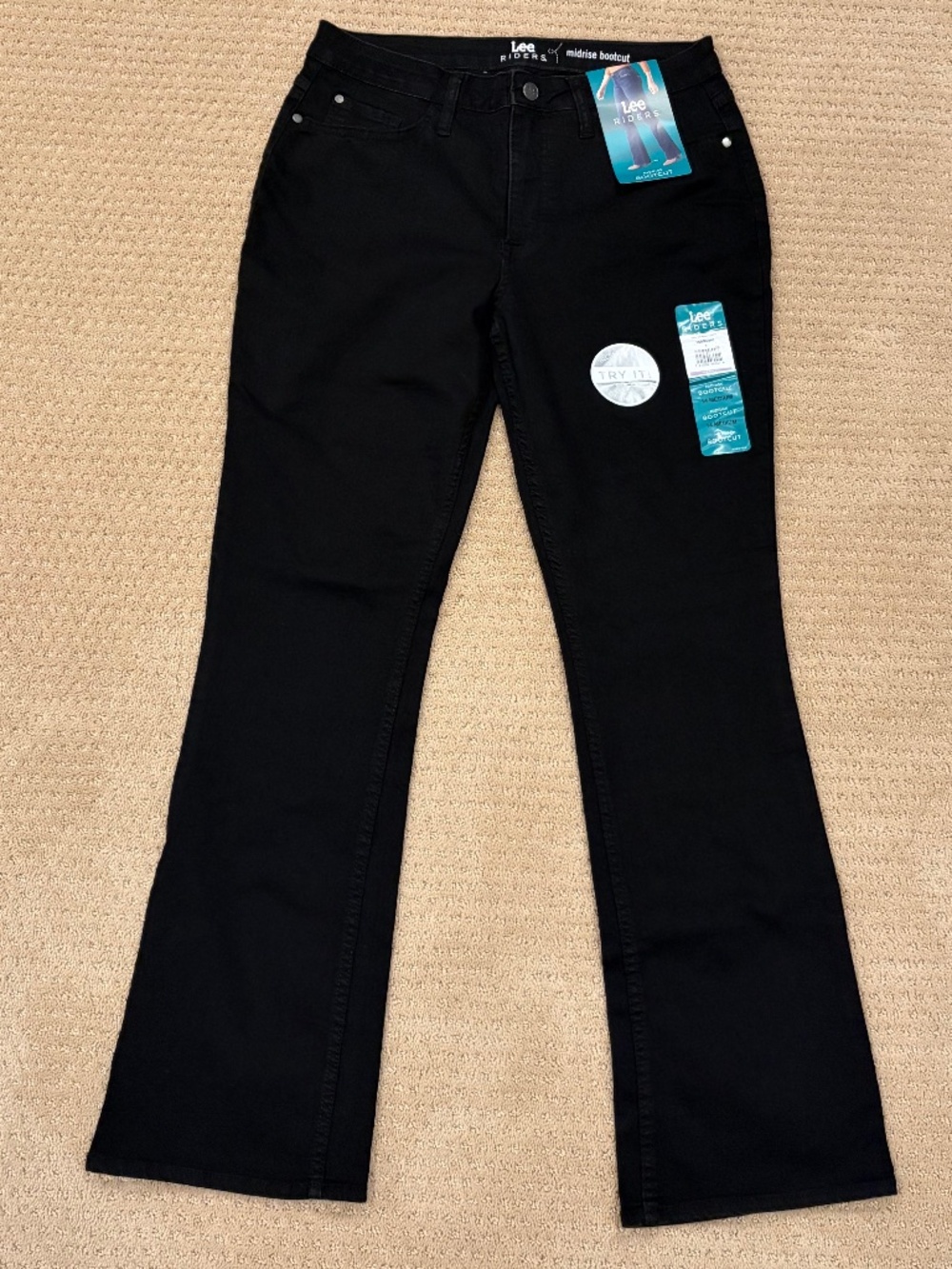 NWT Lee Riders Midrise Bootcut Jeans Black Stretch 14M